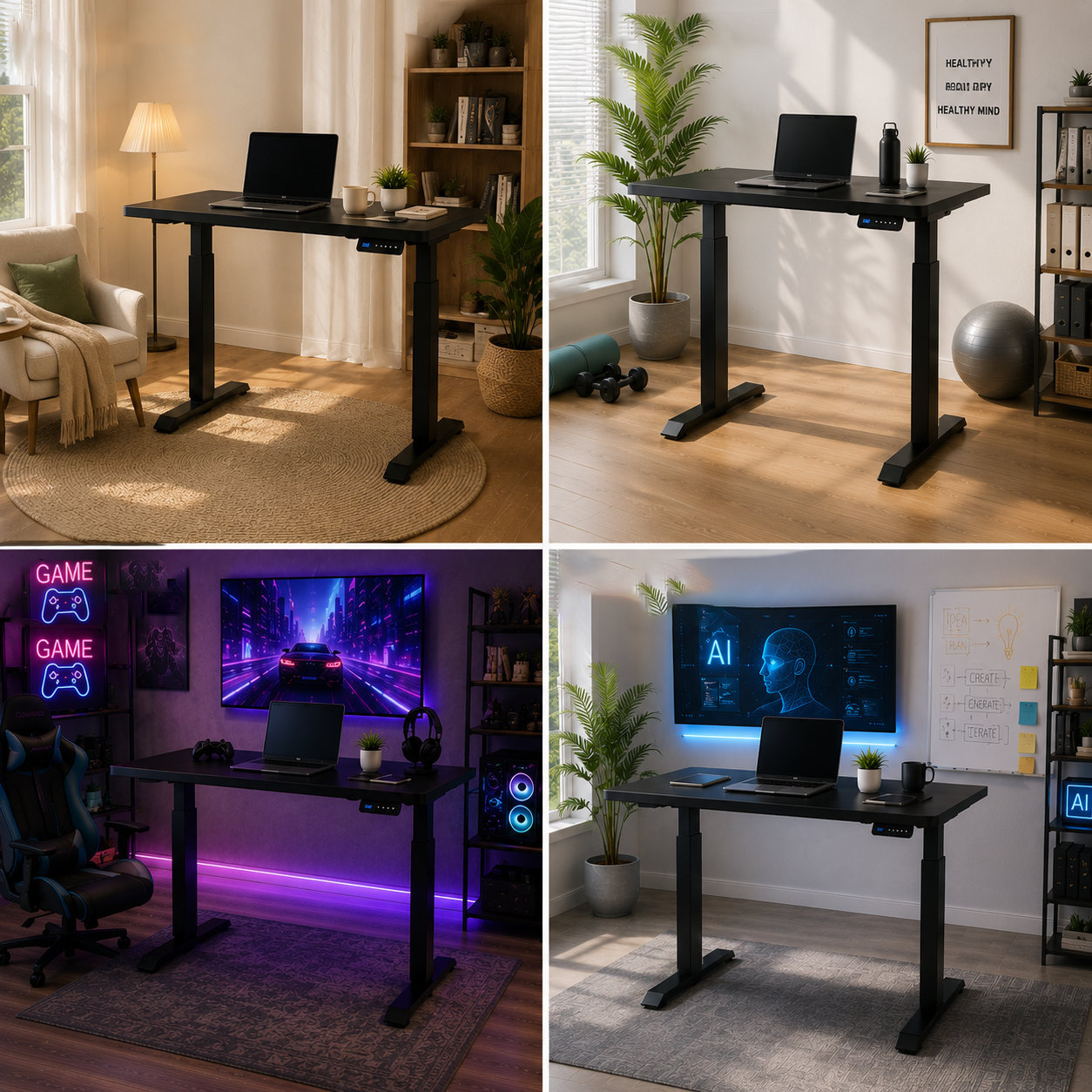 YT-01 Expandable Reinforced Standing Desk Frame – 760–1210 mm Electric Lift + Flexible Desktop Matching + Modular Office Systems