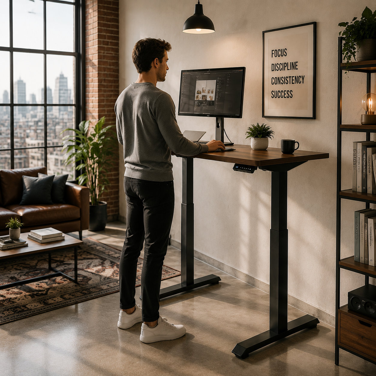YT-01 Reinforced Electric Desk Base with Single Motor – Compact Adjustable Sit-Stand Solution for Call Centers & Shared Workspaces