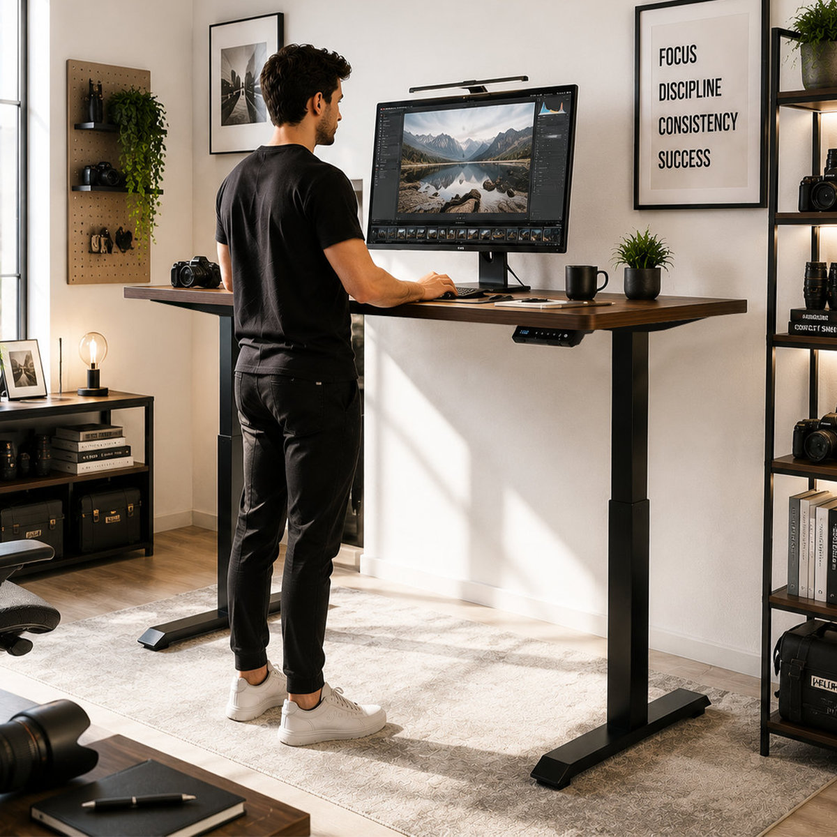 YT-01 Wholesale Electric Sit-Stand Desk Frame – Single-Motor Height Adjustment, Stable 600 mm Feet for Office Furniture Importers