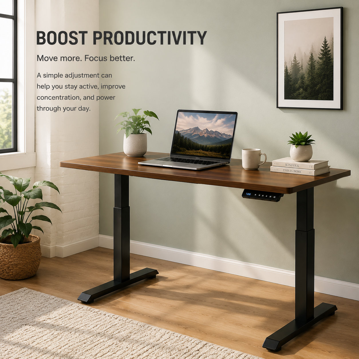 YT-01 Commercial Single-Motor Standing Desk Base – Reinforced Telescopic Steel Structure for Open-Plan Offices & Coworking Projects