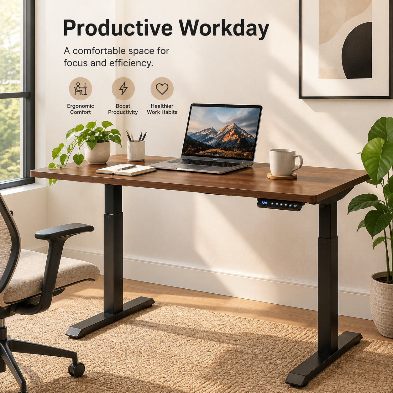 YT-01 Commercial Single-Motor Sit-Stand Desk Base – 760–1210 mm Electric Lift, Reinforced Stability for Corporate Office Projects