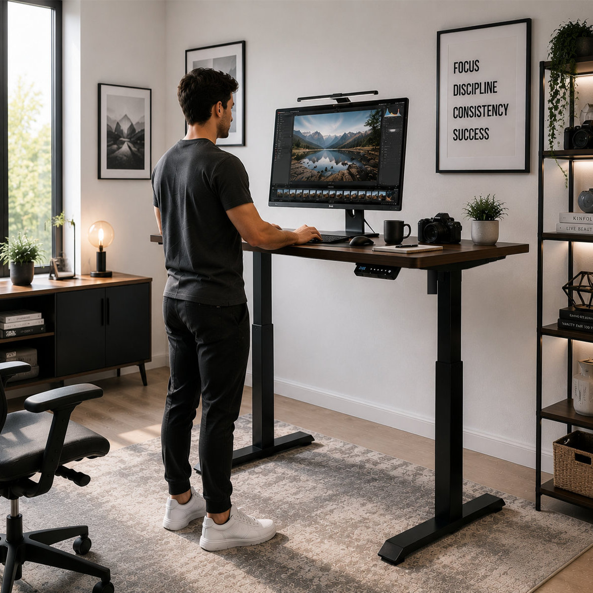 YT-01 Telescopic Electric Standing Desk Underframe – Reinforced Single-Motor Drive + Multi-Size Compatibility + Modular Office Systems