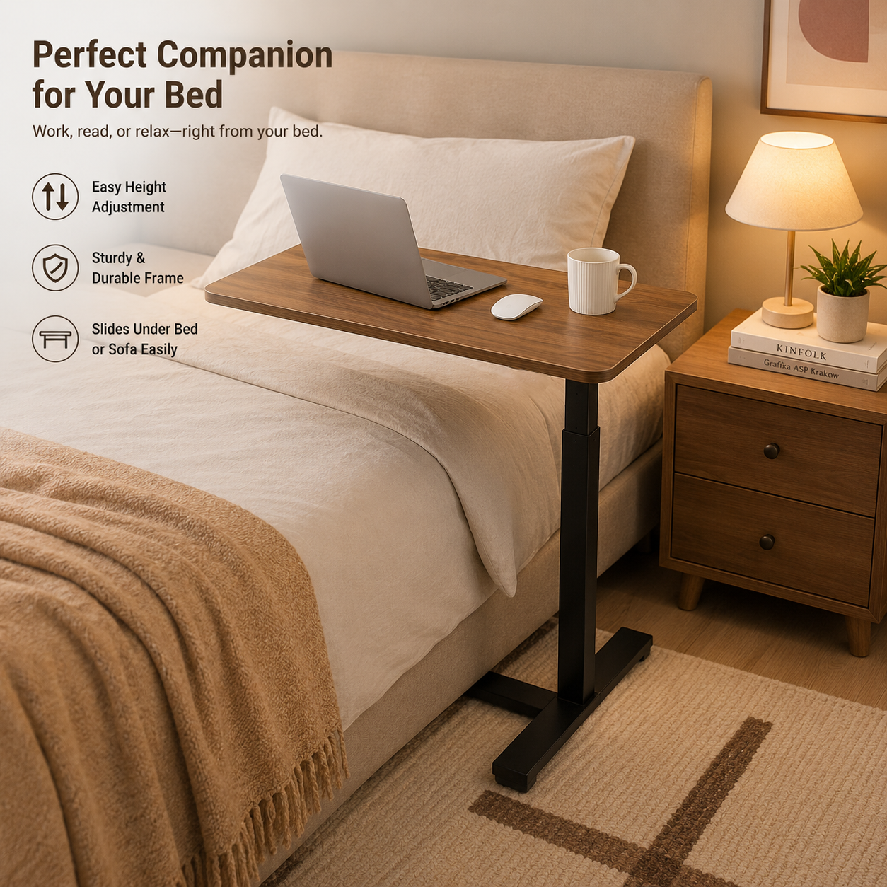 DY-02 Pneumatic Ergonomic Work Table, Compact Footprint and Modern Finish for Hotel Back Offices