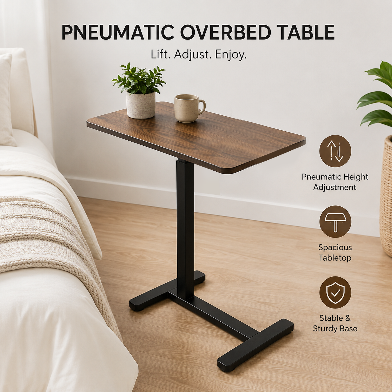 DY-02 Air-Powered Standing Desk, Cable-Free Quiet Operation for Coworking and Flexible Workspaces