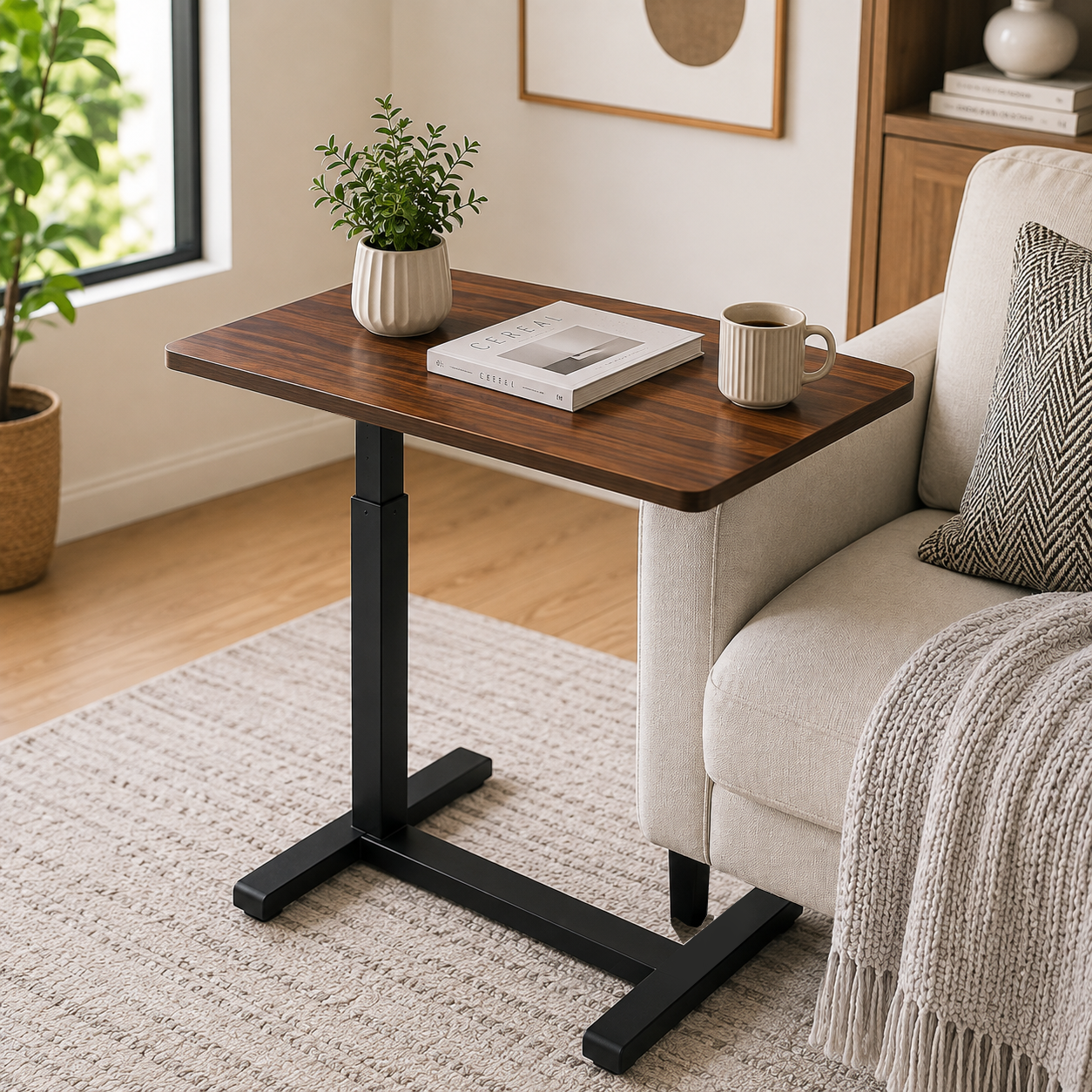 DY-02 Pneumatic Sit-Stand Work Desk, Smooth Power-Free Height Adjustment for Open-Plan Offices