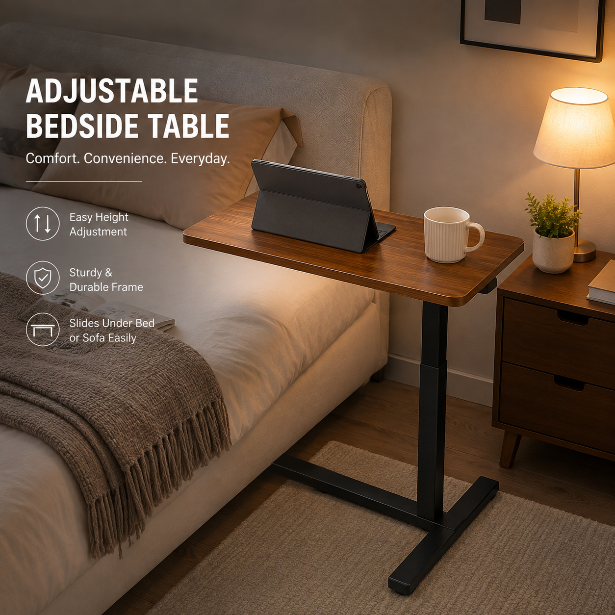 DY-02 Gas Spring Sit-Stand Table, Compact 700x400mm Space-Saving Design for Small Offices and Apartments