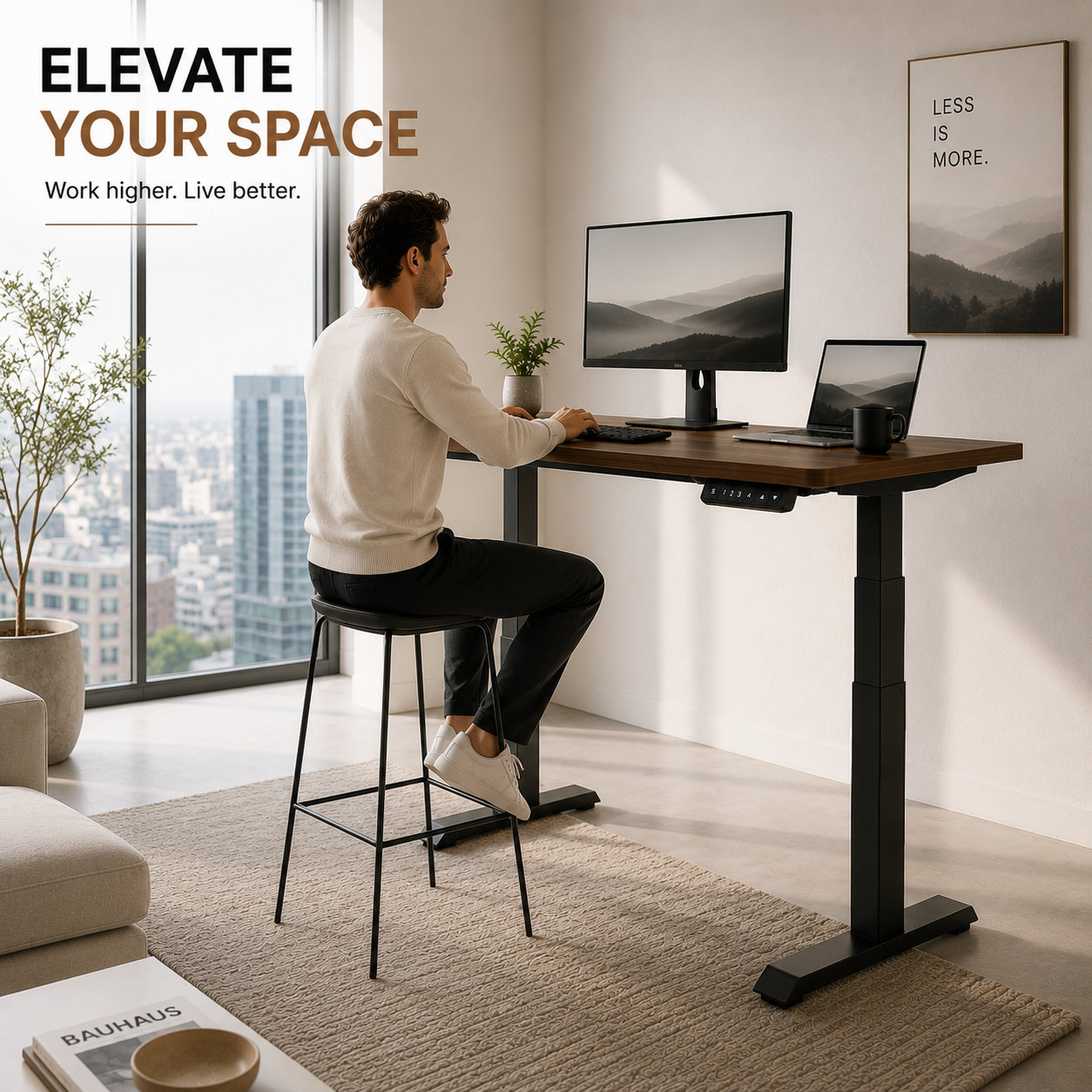ZY-03 Dual Motor Three-Stage Electric Desk Frame with Low-to-High Ergonomic Range for Enterprise Workstations