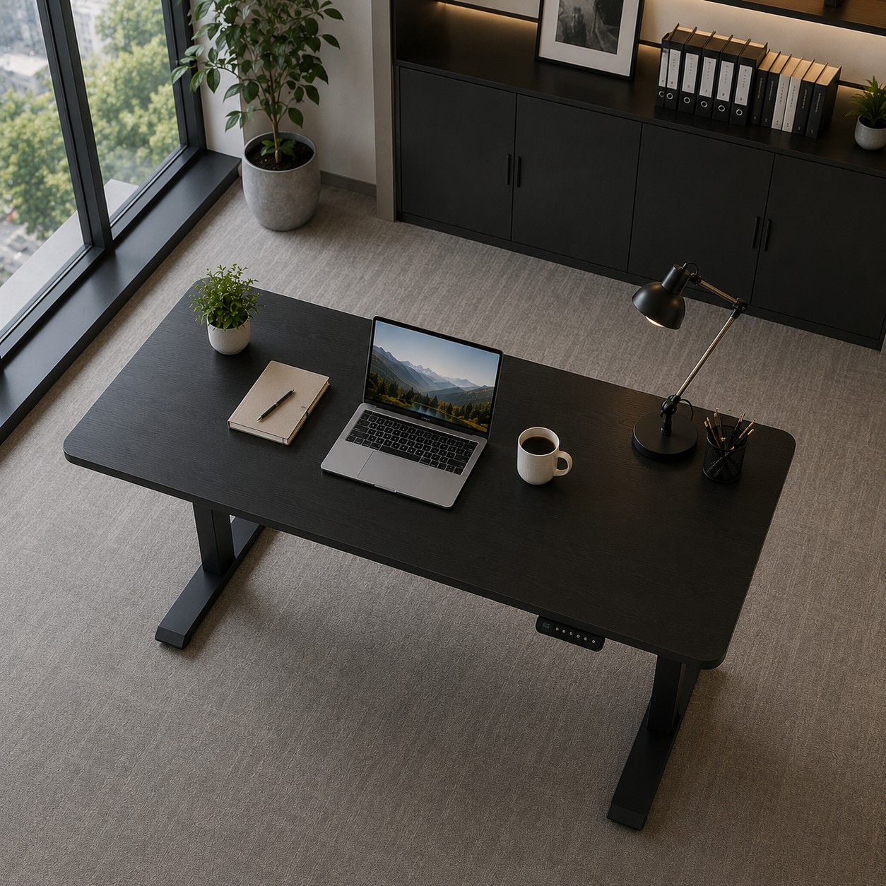 ZY-02 Two-Stage Dual Motor Executive Standing Desk with Intelligent Memory Control for Modern Corporate Offices