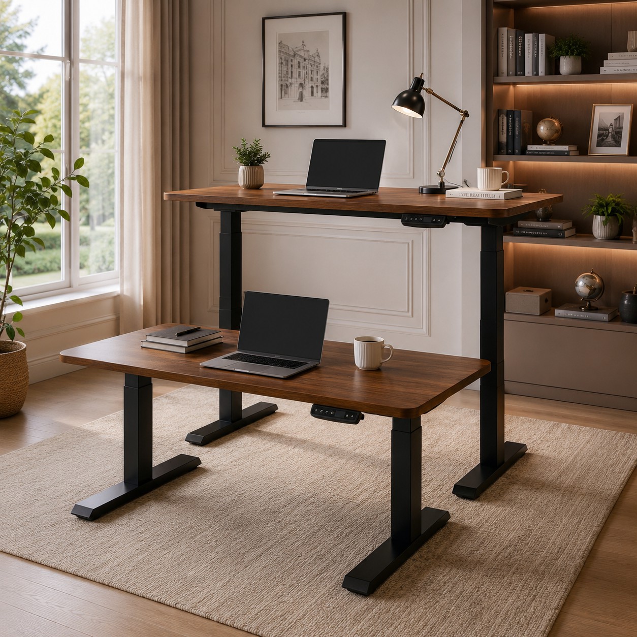 ZY-02 Commercial Dual Motor Height Adjustable Office Desk with Two-Stage Stability for B2B Workspace Supply