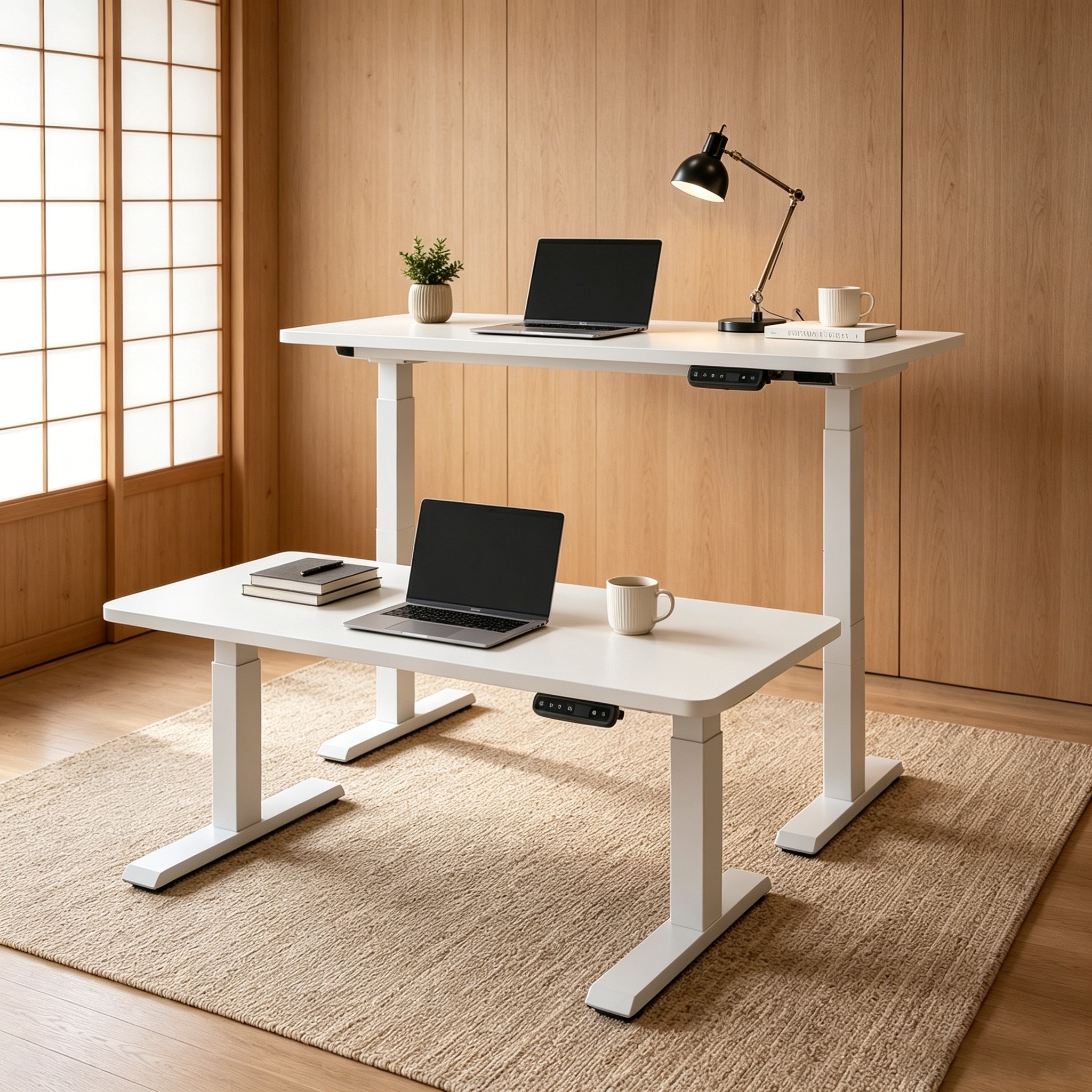 ZY-02 Electric Dual Motor Adjustable Desk System with Two-Stage Lift for Open Plan Office Furnishing