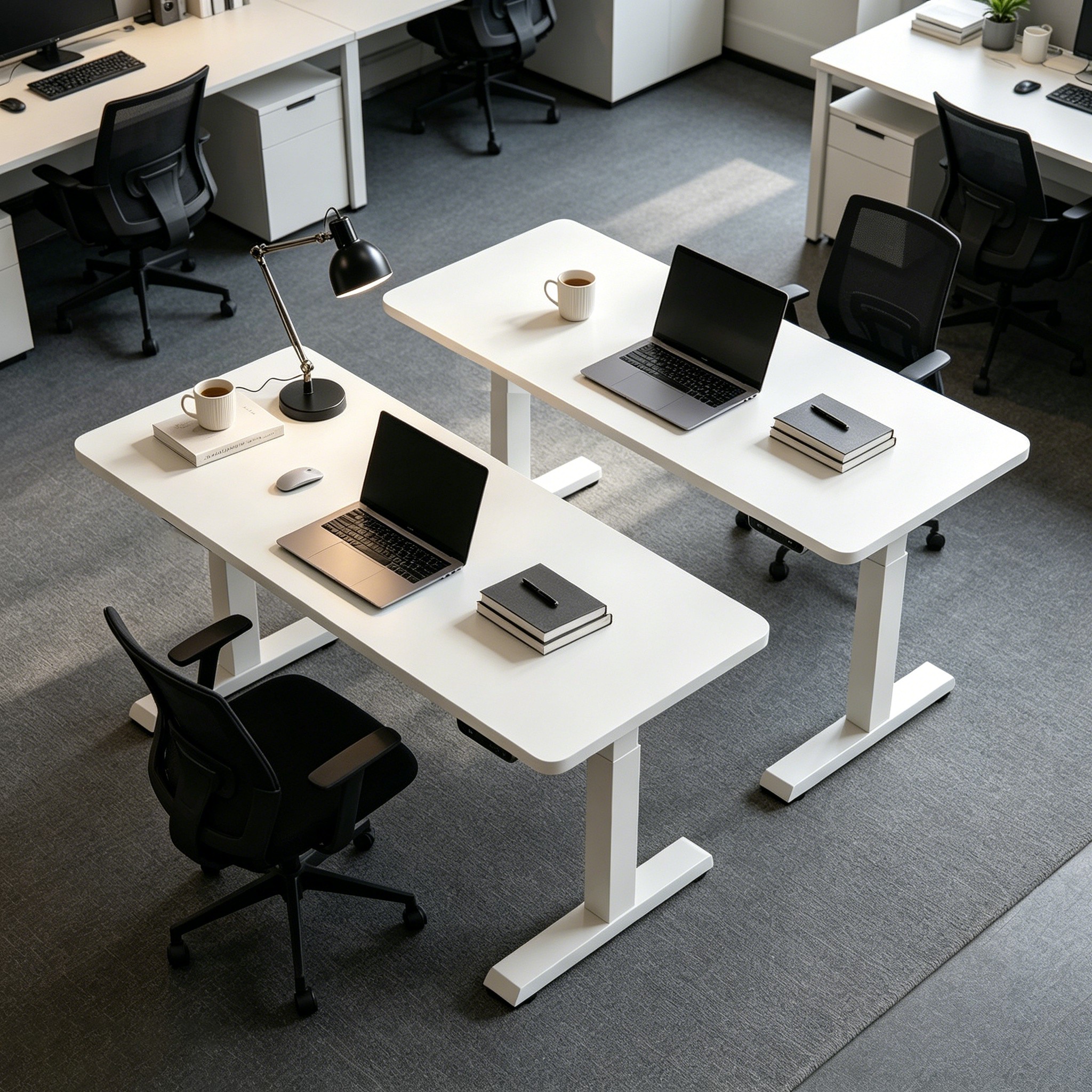 ZY-02 Commercial Two-Stage Dual Motor Sit Stand Desk with Heavy Duty Frame for Shared Office Environments