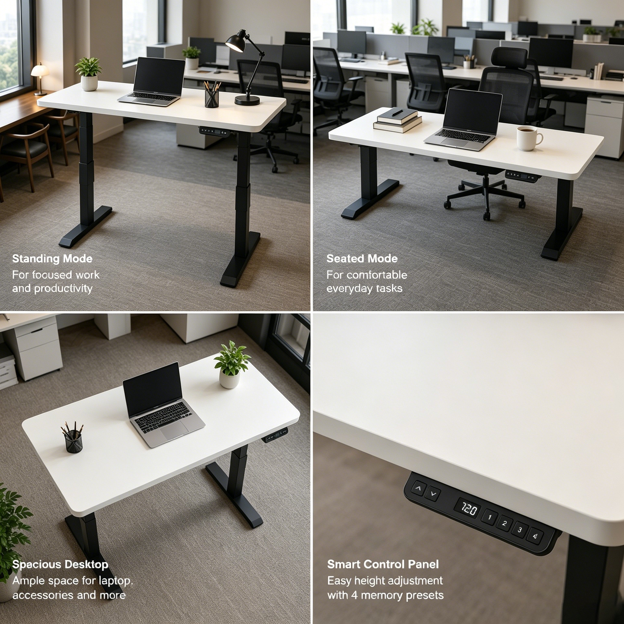 ZY-02 Two-Stage Dual Motor Ergonomic Standing Desk with Smooth Lift and Black Finish for Commercial Office Fit-Outs