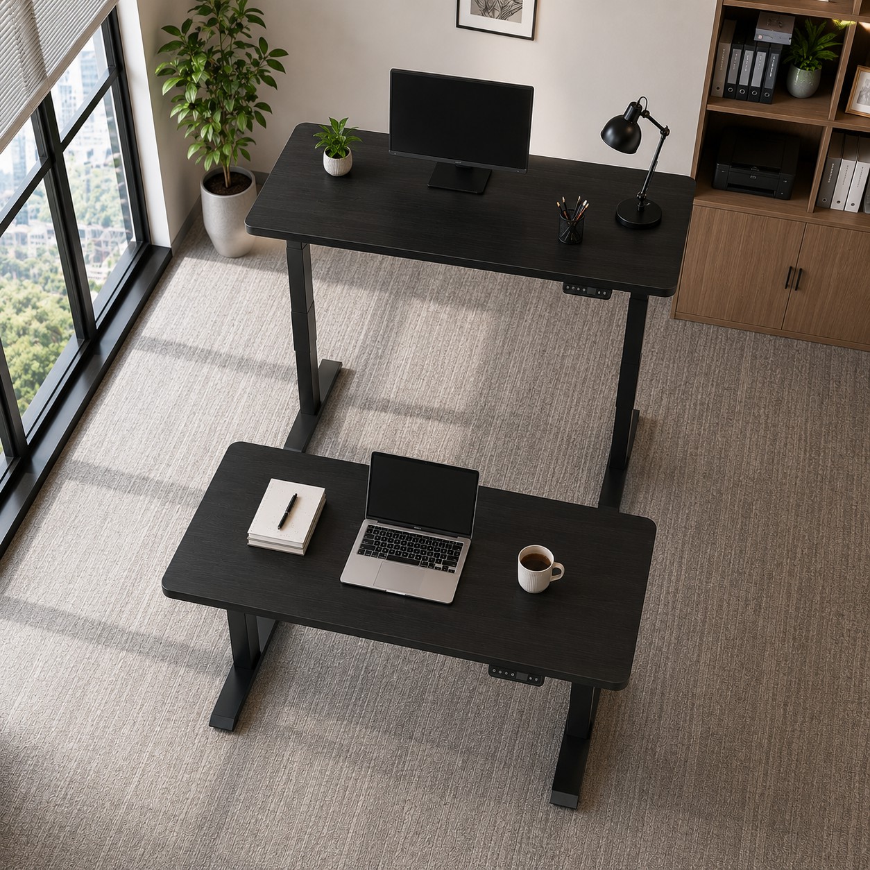 ZY-02 Commercial Ergonomic Dual Motor Desk with Two-Stage Adjustable Frame for Enterprise Desk Layouts