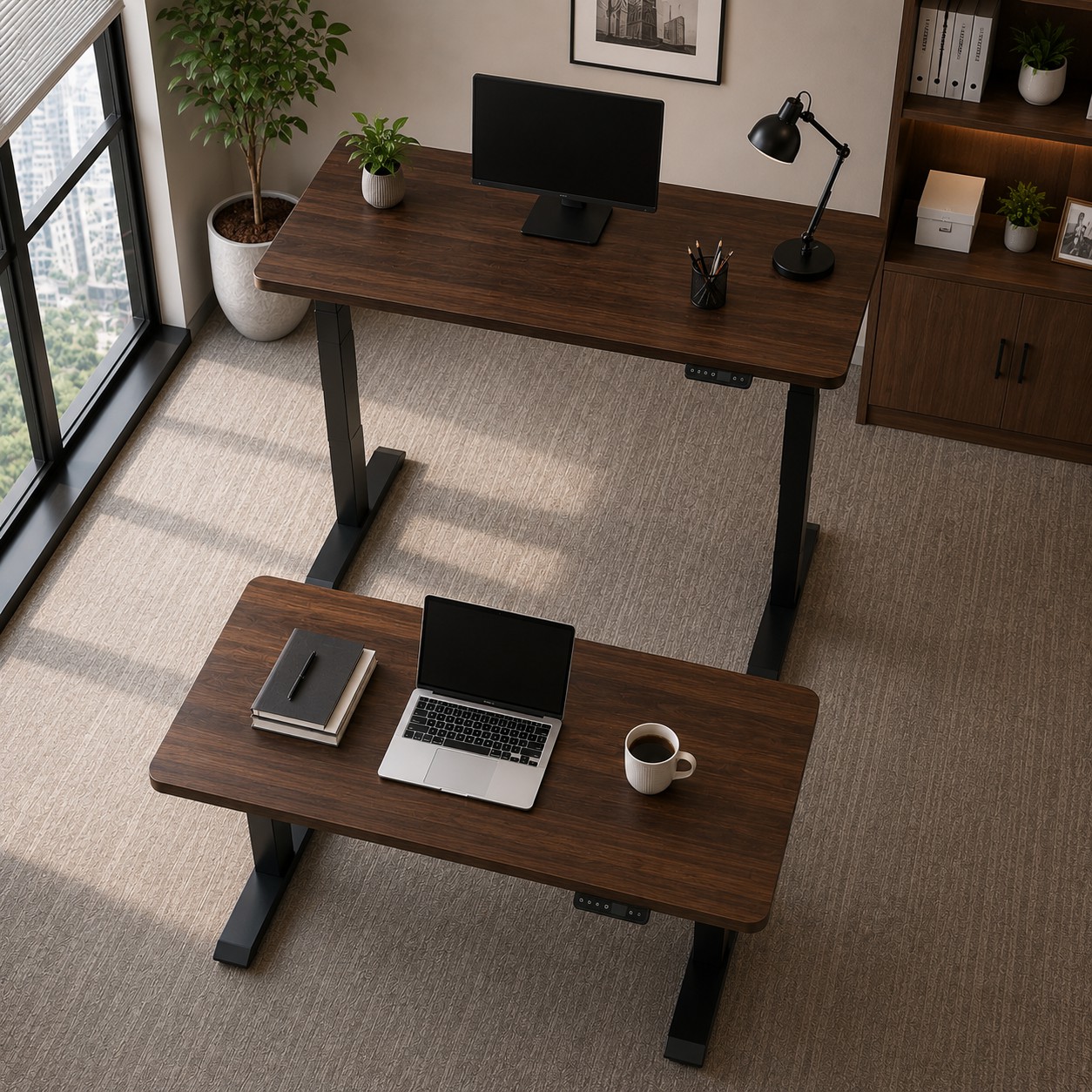 ZY-02 Modern Dual Motor Height Adjustable Desk with Two-Stage Stability for Shared Office Furniture Programs