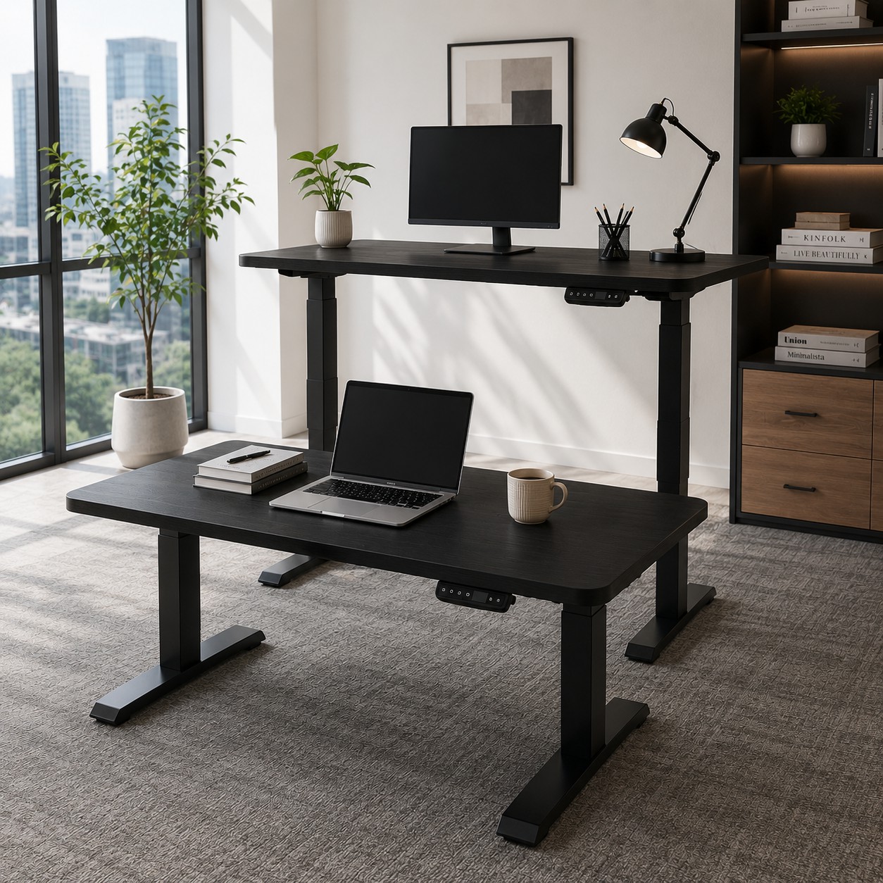 ZY-02 Heavy Duty Dual Motor Adjustable Desk with Two-Stage Steel Columns for Commercial Office Supply