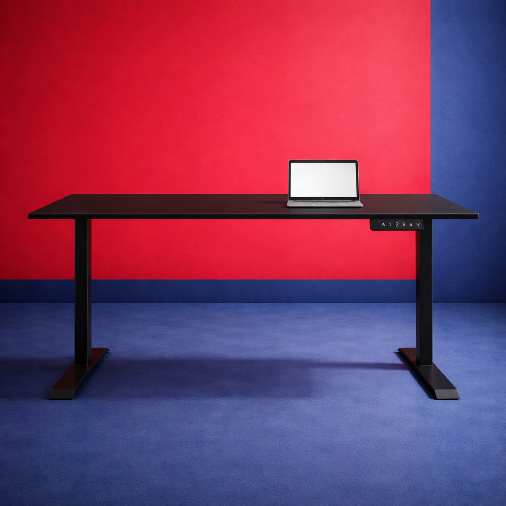 ZY-02 Electric Standing Desk Dark Minimal Workspace Scene