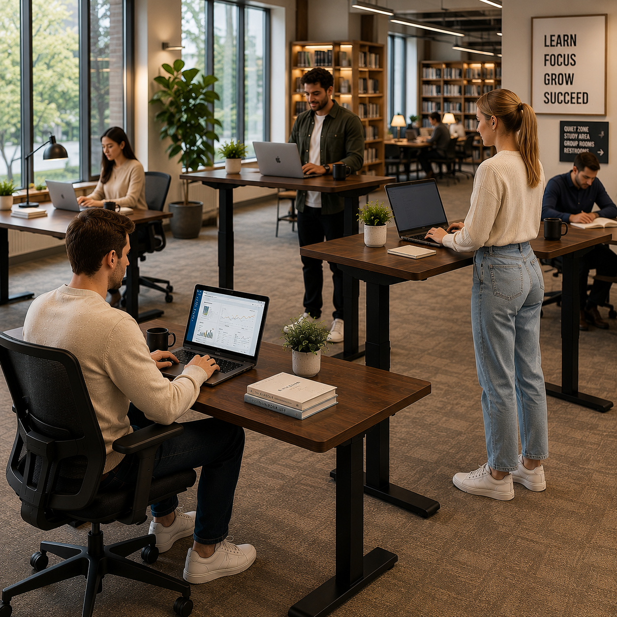 ZY-02 Electric Dual Motor Standing Desk Two Stage Frame for Modern Office Fit Outs