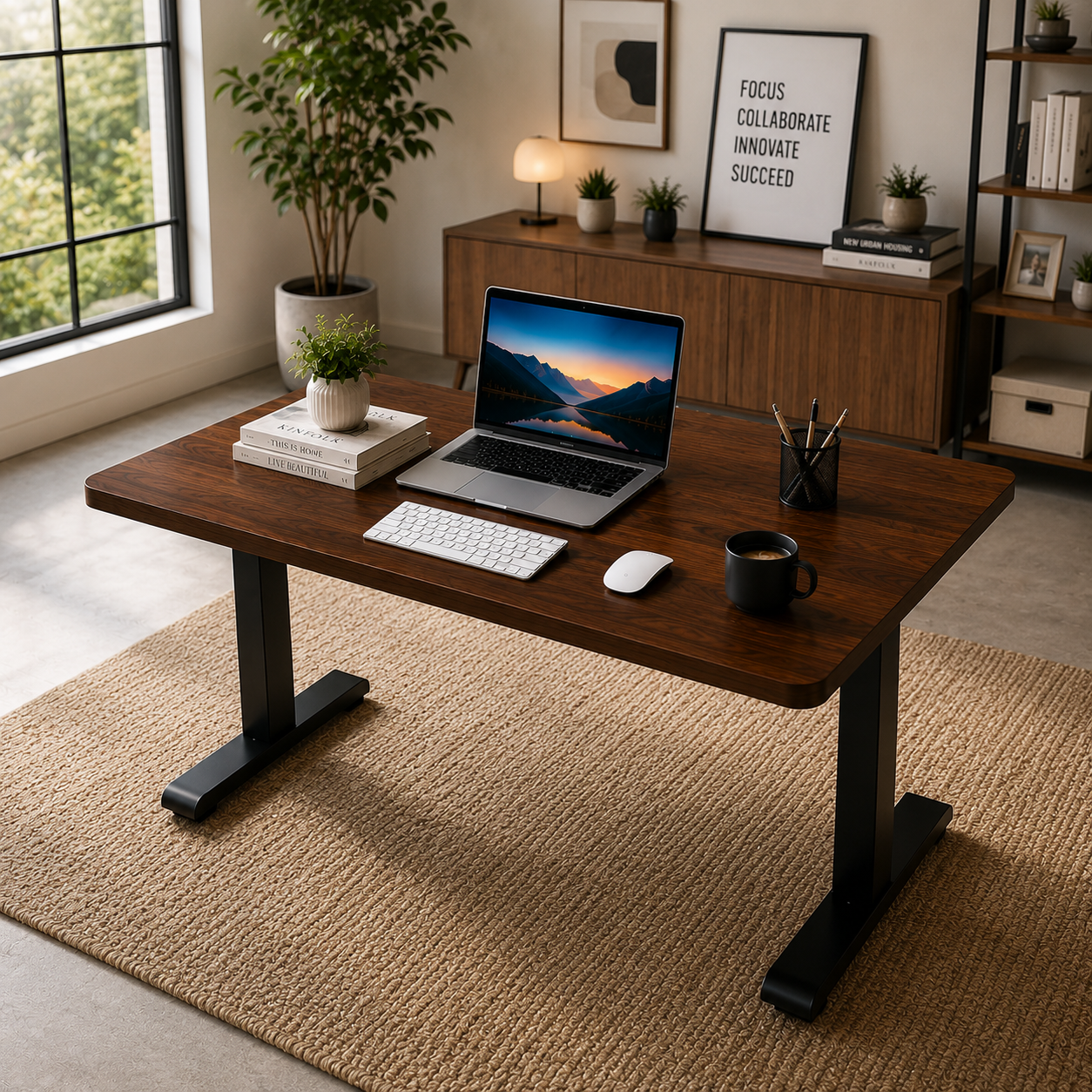 ZY-02 Two Stage Electric Standing Desk Quiet Dual Motor Lift for Open Plan Offices