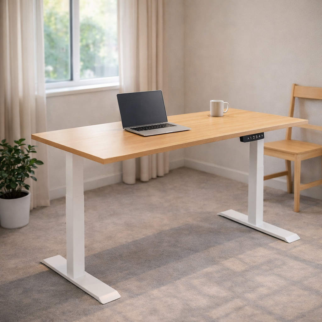 ZY-02 2-Stage Dual Motor Electric Standing Desk with Minimalist Art Style and Premium Display Value for Design-Led Commercial Spaces