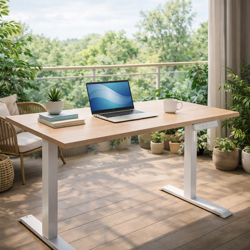 ZY-02 Dual Motor 2-Stage Standing Desk with Bright White Top for Study Room and Creative Learning Workspace