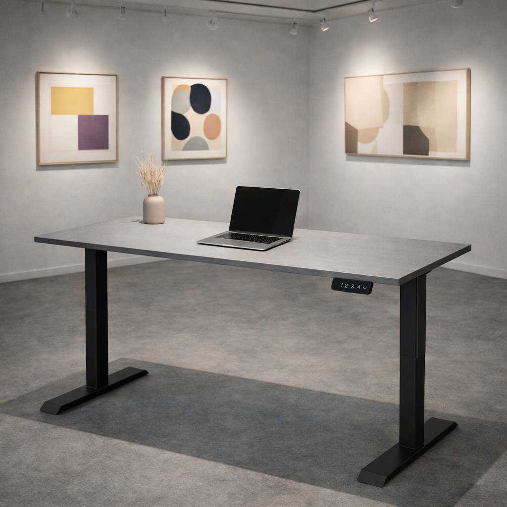 ZY-02 Dual Motor 2-Stage Electric Standing Desk with Spacious Top and Silent Lift for Home Office and Living Room Use