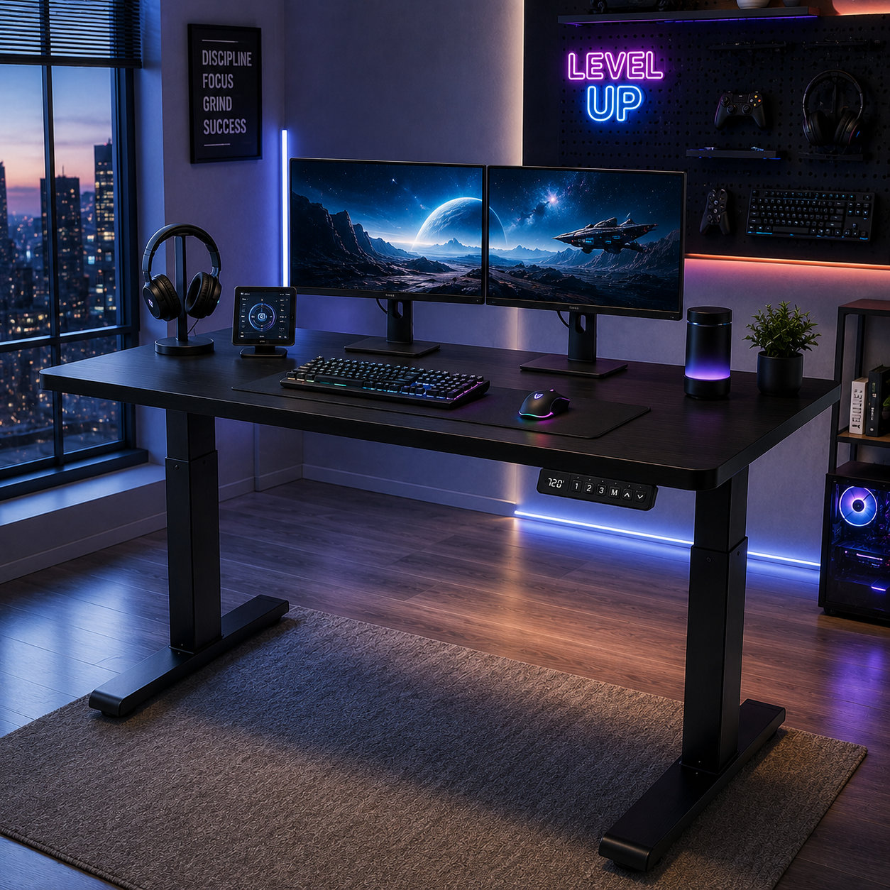 ZY-02 2-Stage Dual Motor Computer Standing Desk with Smart Memory Control for Technology Offices