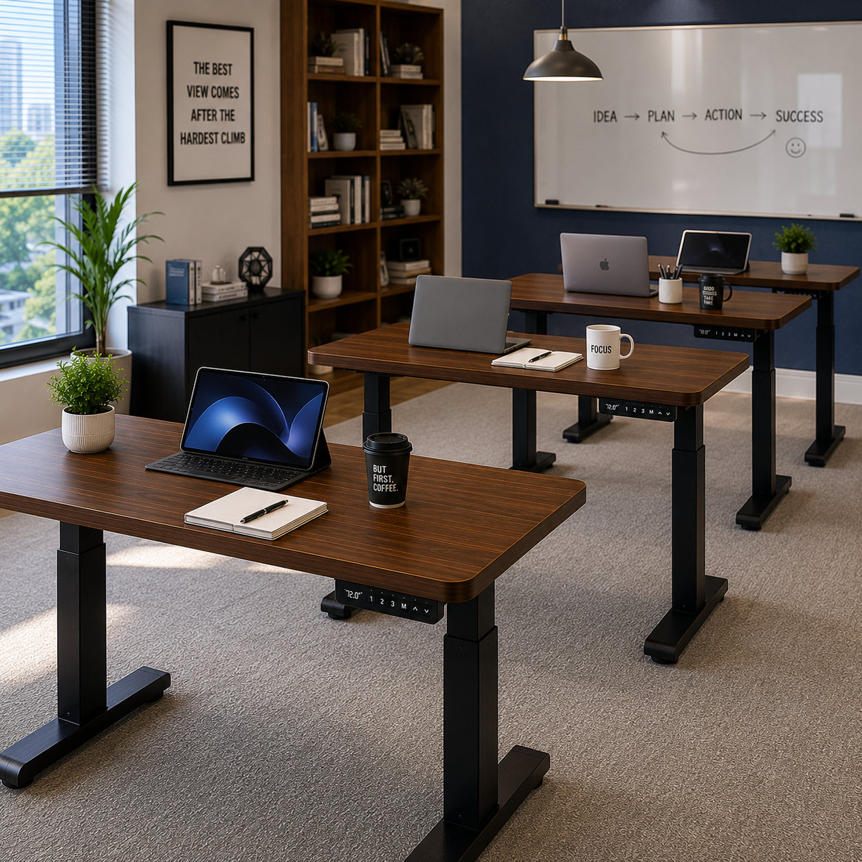 ZY-02 2-Stage Dual Motor Adjustable Workstation Table with Fast Lifting Speed for Business Centers