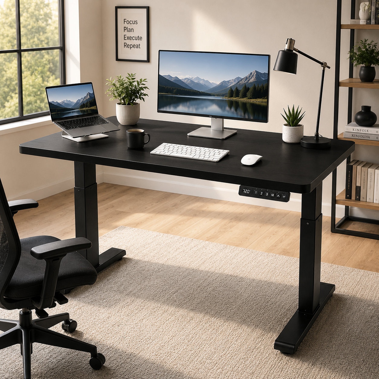 ZY-02 2-Stage Dual Motor Height Adjustable Desk with Quiet Lift System for Open Plan Workspaces