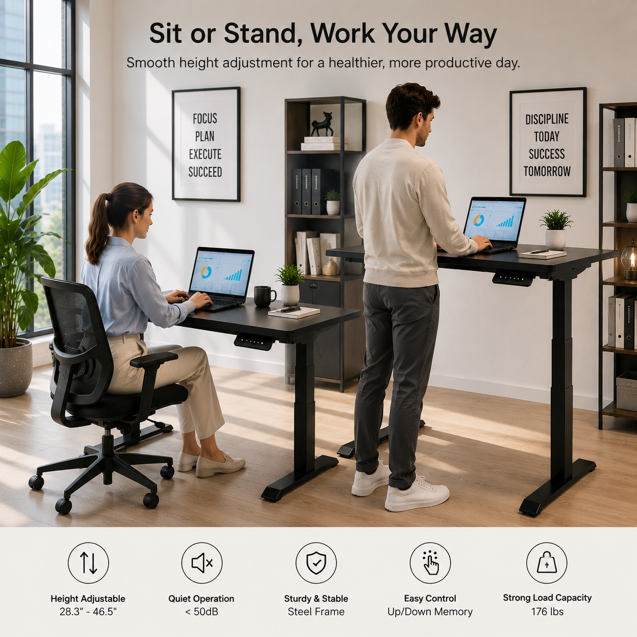 ZY-02 2-Stage Dual Motor Sit Stand Desk System with Reliable Stability for Government Office Projects