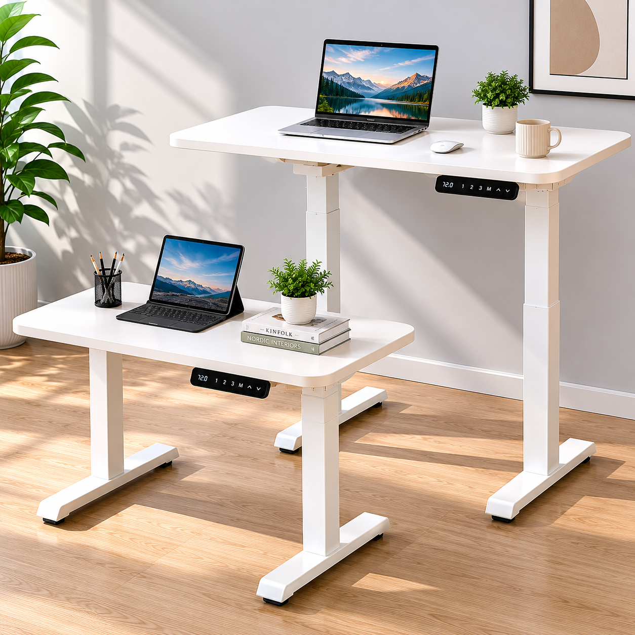ZY-02 2-Stage Dual Motor Ergonomic Workstation Desk with Smooth Lifting for Shared Office Spaces