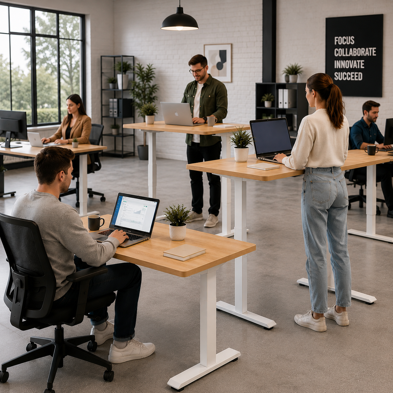 ZY-02 2-Stage Dual Motor Adjustable Work Desk with Stable T Frame for Enterprise Office Furnishing