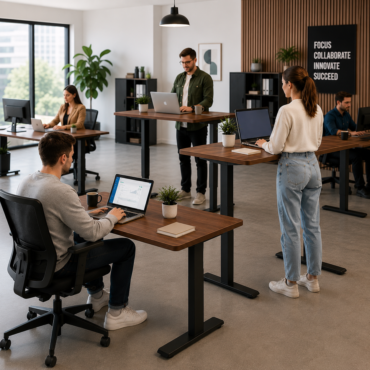 ZY-02 2-Stage Dual Motor Sit Stand Office Table with Quiet Operation for Large Workspace Installations