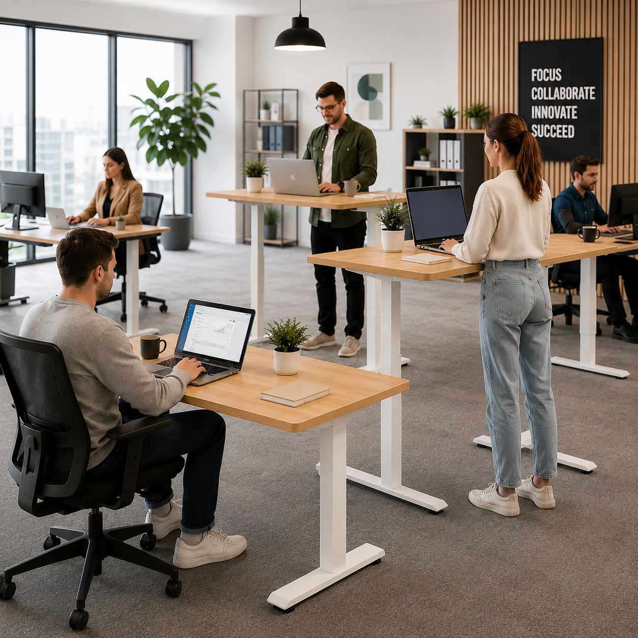 ZY-02 2-Stage Dual Motor Ergonomic Office Platform with Premium Black Finish for Dealer Showrooms