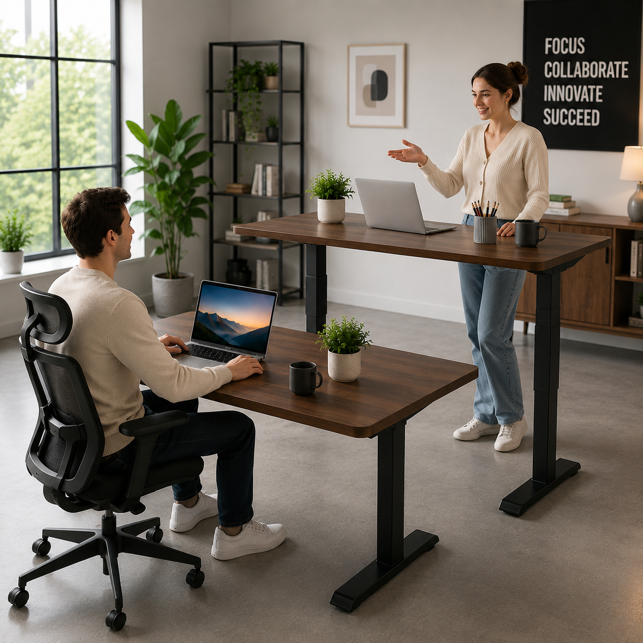 ZY-02 2-Stage Dual Motor Electric Standing Workstation with Synchronized Lift Performance for Corporate Campuses