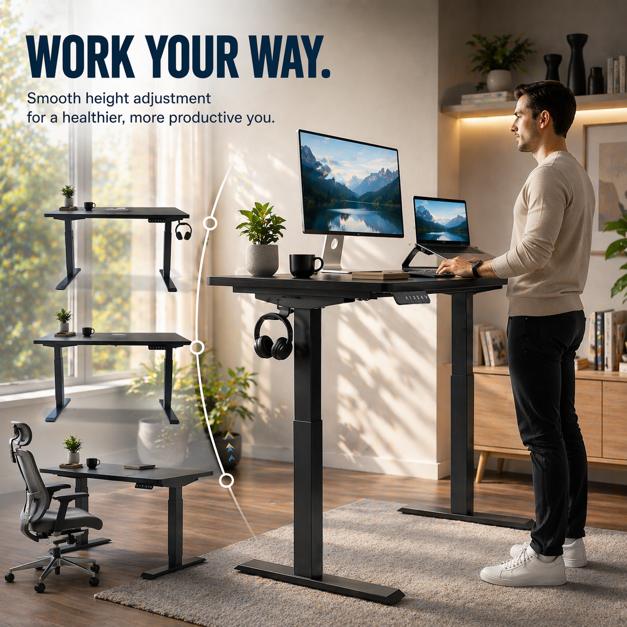 ZY-02 Dual Motor Standing Desk - Modern Minimalist Design for Corporate Offices