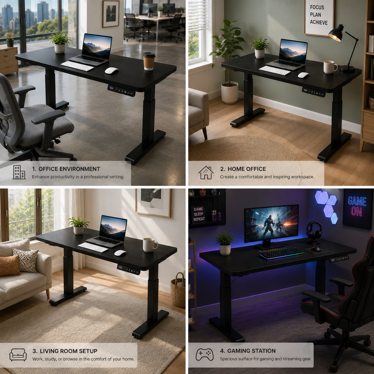 ZY-02 Two-Stage Dual Motor Smart Lift Desk with Digital Controls for Modern Business Centers