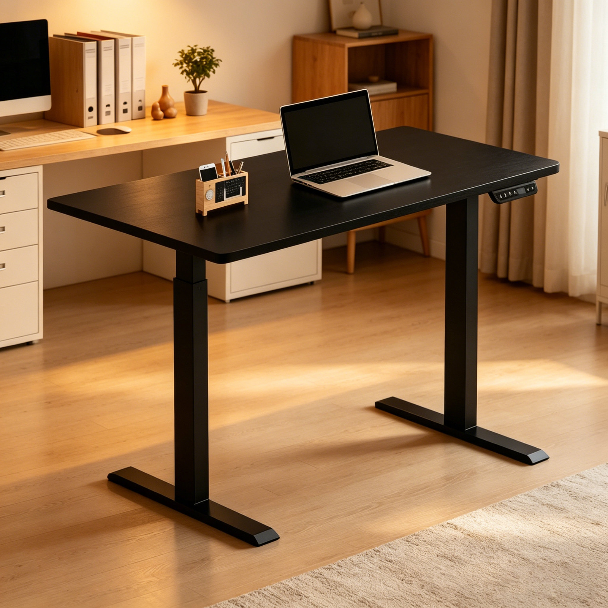 ZY-02 Two-Stage Dual Motor Standing Workstation with Black Frame for Wholesale Office Channels