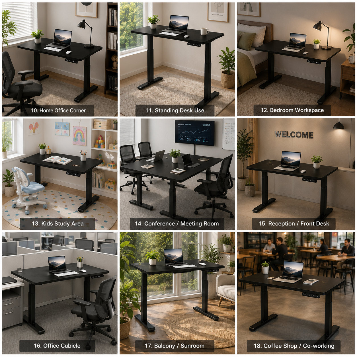 ZY-02 Two-Stage Dual Motor Height Adjustable Work Table with T Leg Stability for Offices