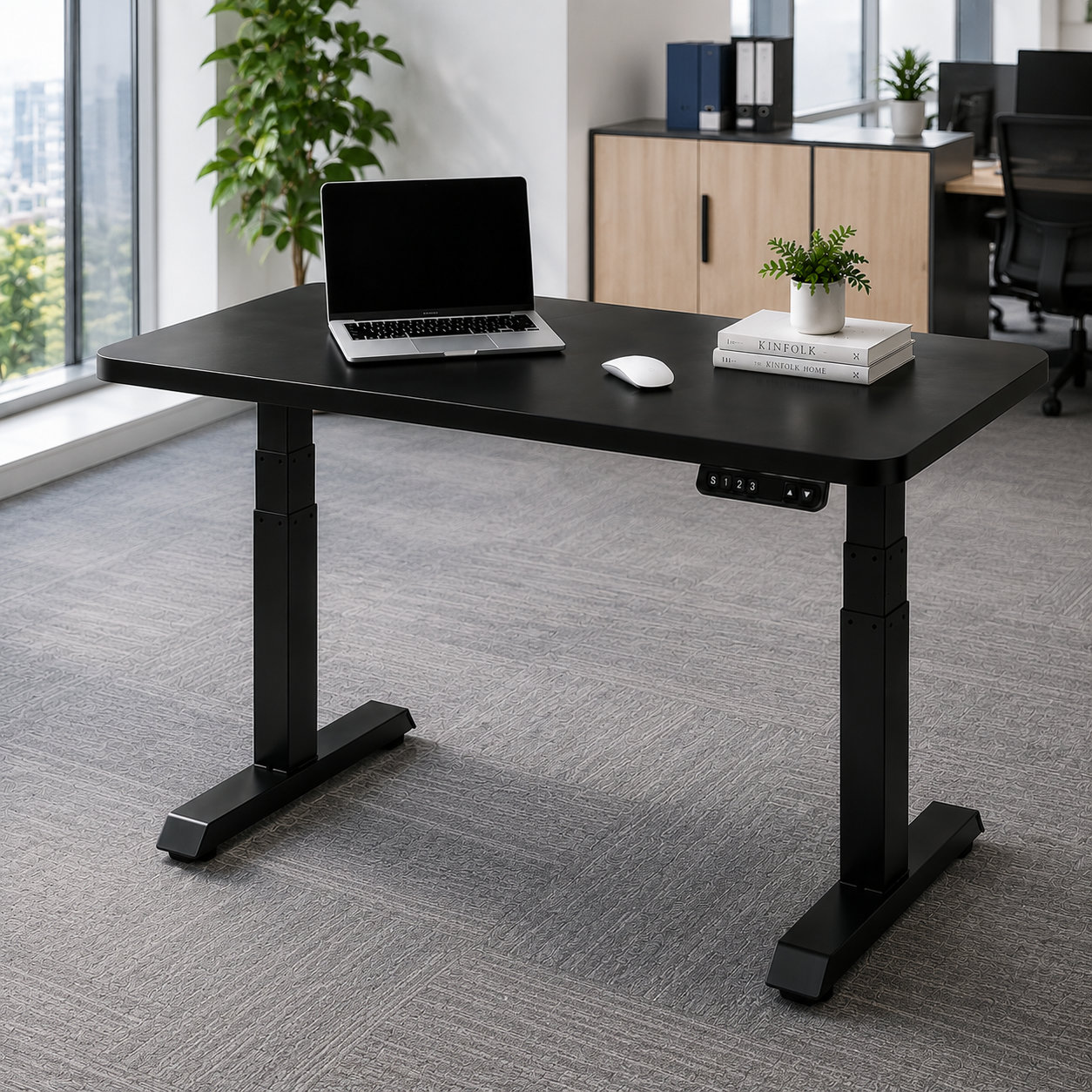 ZY-03 Dual-Motor Height-Adjustable Desk Foundation, Clean Black Finish for Property Management Offices