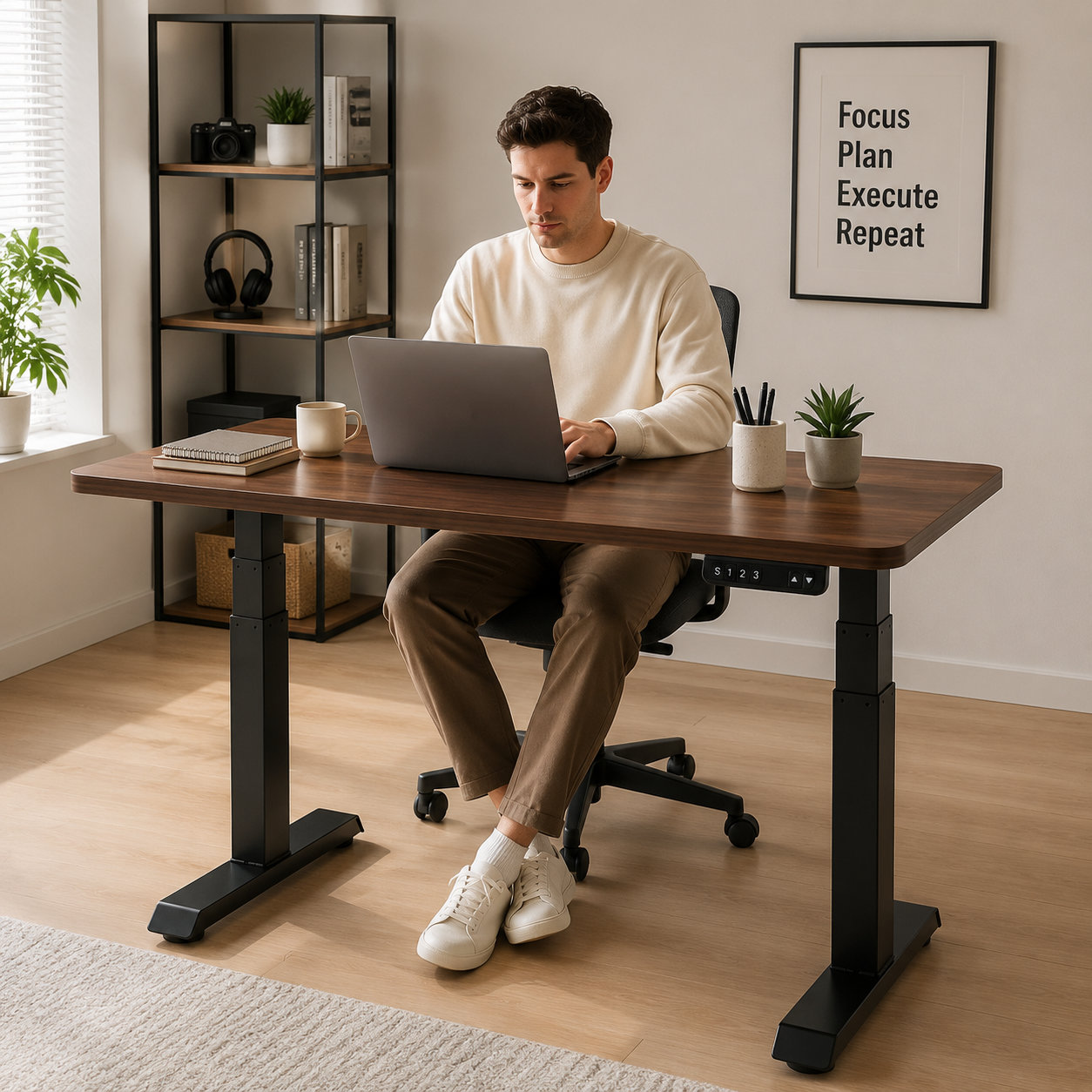 ZY-03 Three-Section Electric Standing Desk Frame, Compact Export Packing for Regional Dealer Networks