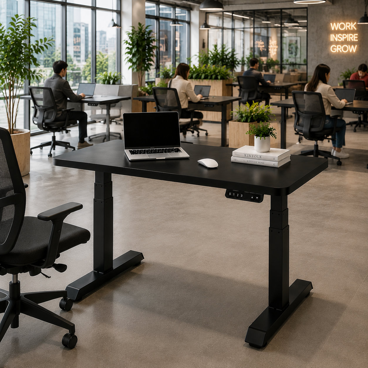 ZY-03 Twin Motor Three-Segment Sit Stand Desk Base, 620-1270mm Ergonomic Lift for Corporate Workstations