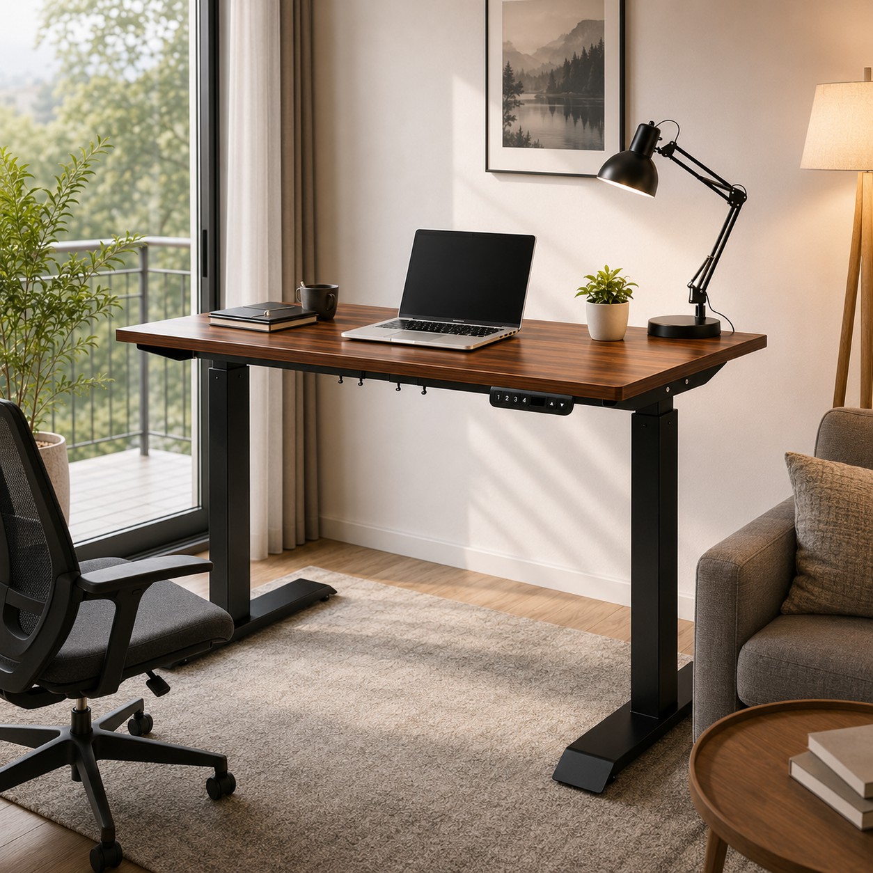 ZY-02 Commercial Sit to Stand Desk with Dual Motor Lift Frame for Business Workstations