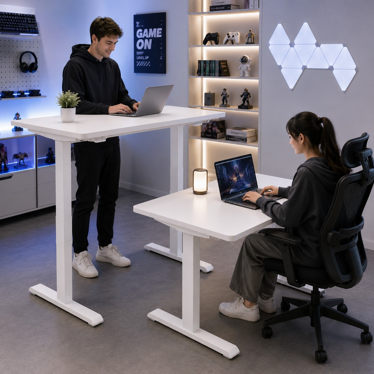 ZY-02 Industrial Dual Motor Standing Workstation with Strong Frame for Bulk Office Projects