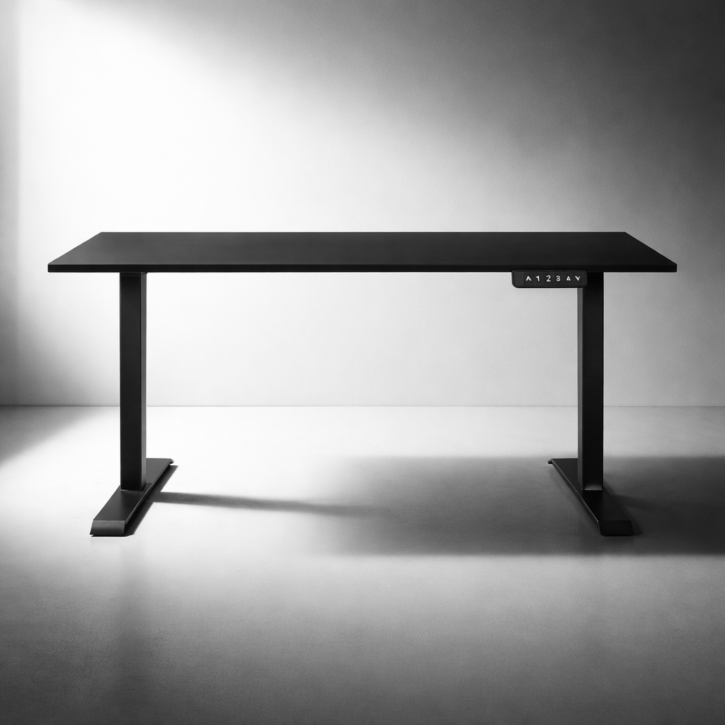 ZY-02 Dark Premium Lighting Adjustable Standing Desk Elegant Black Setup