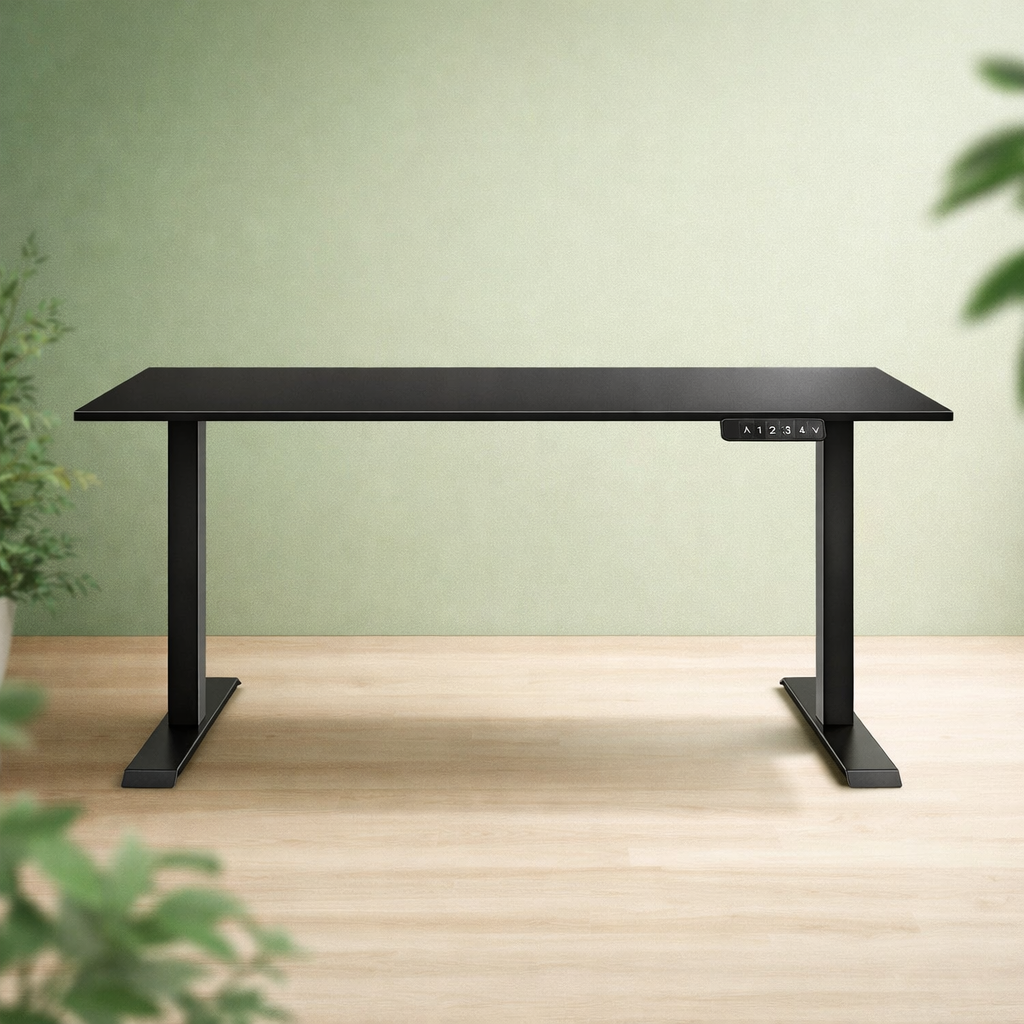 ZY-02 Blue Accent Adjustable Standing Desk Modern Workspace Setup