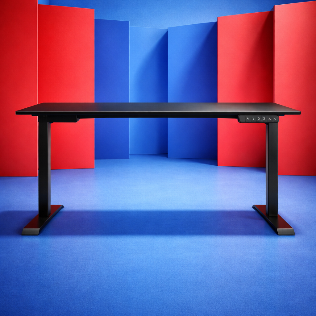 ZY-02 Red Lighting Adjustable Standing Desk Gaming Style Setup
