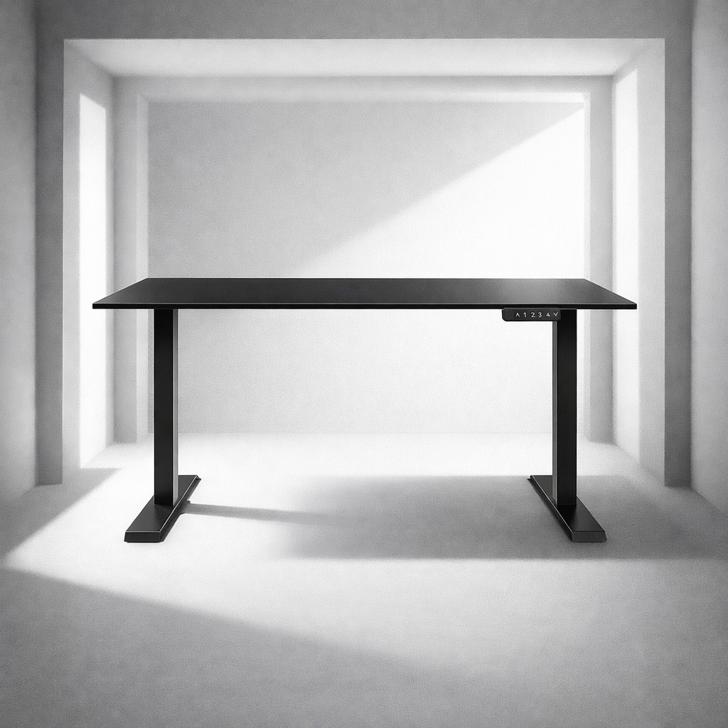 ZY-02 Black Industrial Style Adjustable Standing Desk Dark Studio Setup