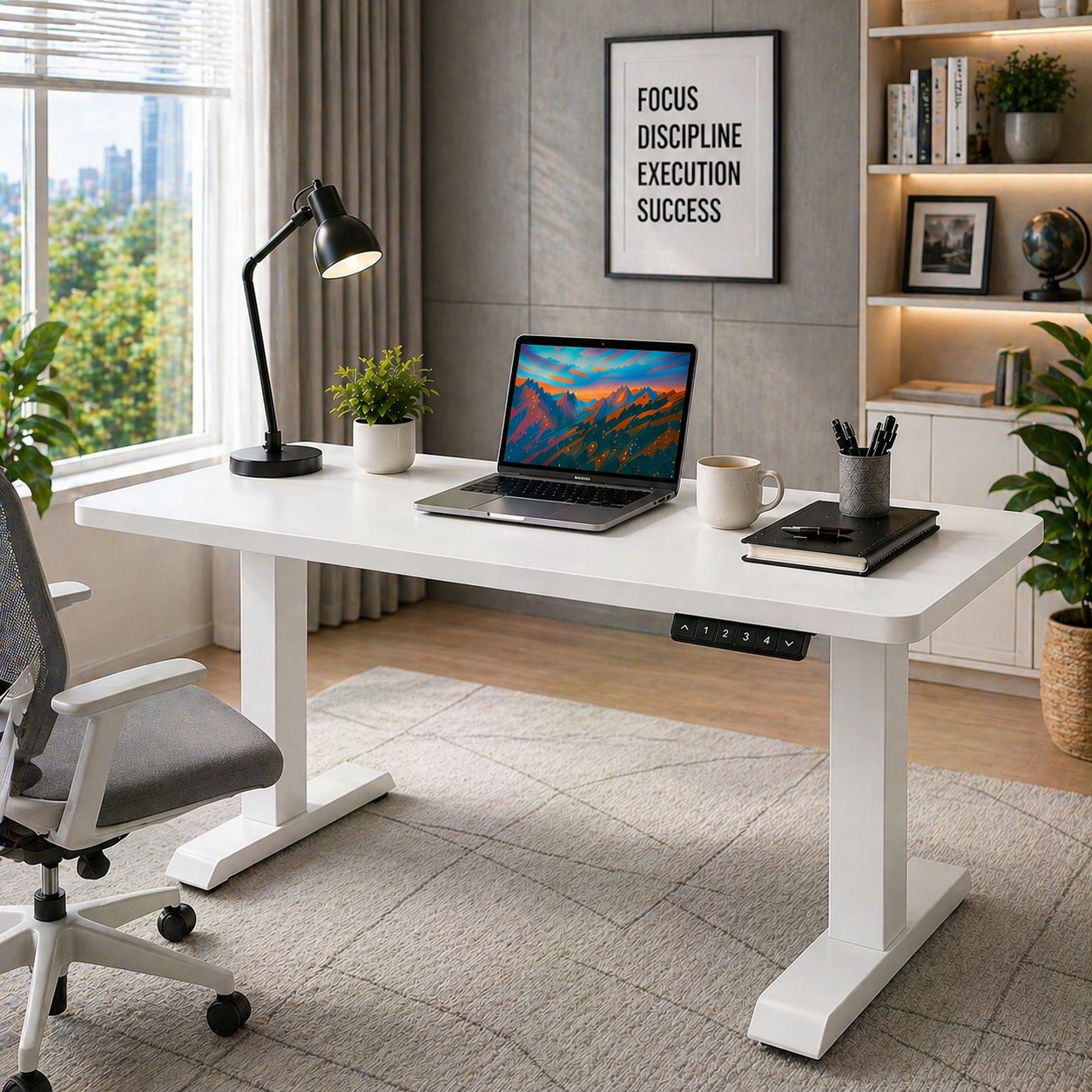 ZY-02 Dual Motor 2-Stage Electric Sit Stand Workstation Fast Lift Low Noise for Commercial Offices