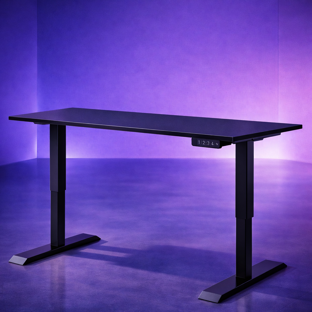 ZY-02 White Frame Studio Electric Standing Desk Clean Bright Office