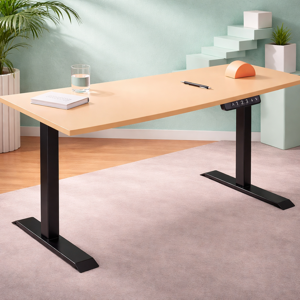 ZY-02 Natural Beige Electric Height Adjustable Standing Desk